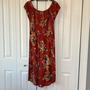 Abound Red Scoop Neck Sundress Casual Midi